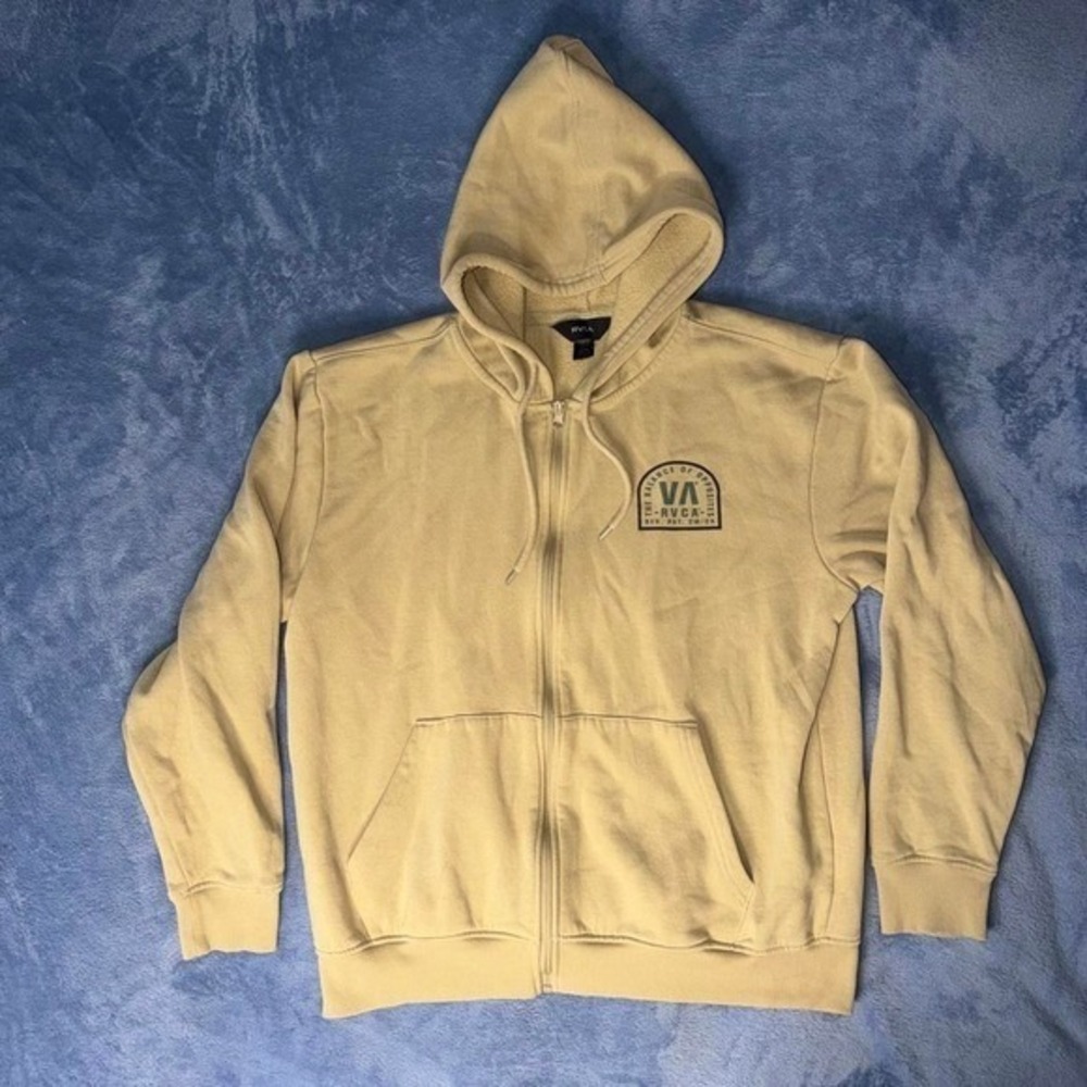 RVCA zip up hoodie in tan & cream